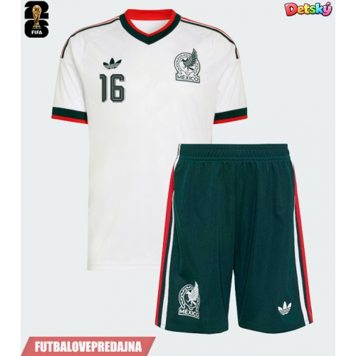 Lacne Dětský Futbalové dres Mexiko Julian Quinones #16 MS 2026 Krátky Rukáv - Preč (+ trenírky)